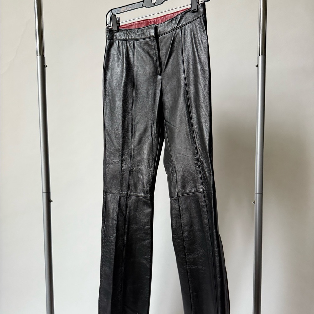 Danier Black and Red Leather Pants